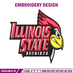 illinois state redbirds embroidery design, illinois state redbirds embroidery, sport embroidery, ncaa embroidery.