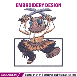 inosuke funny embroidery design, inosuke embroidery, embroidery shirt, embroidery file, anime design, digital download