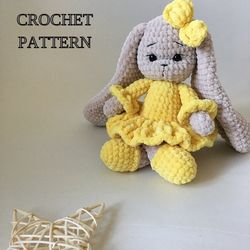 crochet bunny pattern, crochet rabbit pattern, pdf, amigurumi diy crochet bunny, cute bunny