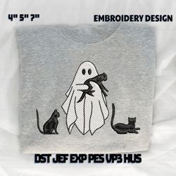 hello spooky embroidery design, spooky black cat embroidery design, fall season embroidery file, ghost machine embroidery design