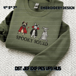 cute spooky ghost dog embroidery machine design, halloween spooky vibes embroidery design, spooky dog squad embroidery file