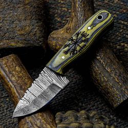 custom handmade damascus steel skinner knife pakka wood handle gift for him groomsmen gift wedding anniversary gift