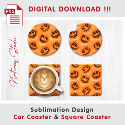 trendy puffy halloween pattern - sublimation waterslade pattern - car coaster design - digital download