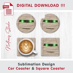 funny halloween mummy design - sublimation waterslade pattern - car coaster design - digital download