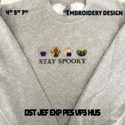 spooky season embroidery machine design, cute spooky witch embroidery design, spooky halloween vibes embroidery file