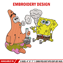 spongebob smoke embroidery design, spongebob embroidery, emb design, embroidery shirt, embroidery file, digital download