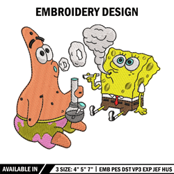 spongebob smoke embroidery design, spongebob embroidery, emb design, embroidery shirt, embroidery file, digital download