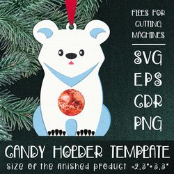 polar bear  | christmas ornament | candy holder template svg | sucker holder paper craft