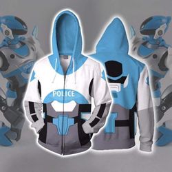 2019 adult cybercop blue hoodies mercury zip up hoodie