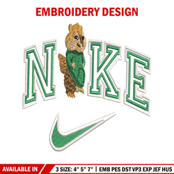 squirrel nike embroidery design, squirrel nike embroidery, logo design, embroidery file, logo shirt, digital download.