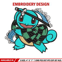 squirtle embroidery design, pokemon embroidery, anime design, embroidery file, embroidery shirt, digital download