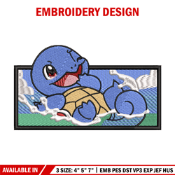 squirtle embroidery design, pokemon embroidery, embroidery file, anime design, anime shirt, digital download