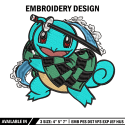 squirtle embroidery design, pokemon embroidery, anime design, embroidery file, embroidery shirt, digital download