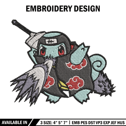 squirtle kisame embroidery design, pokemon embroidery, anime design, embroidery file, digital download, embroidery shirt