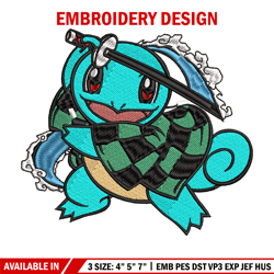 squirtle tanjiro embroidery design, pokemon embroidery, embroidery file, anime design, anime shirt, digital download