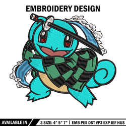 squirtle tanjiro embroidery design, pokemon embroidery, embroidery file, anime design, anime shirt, digital download