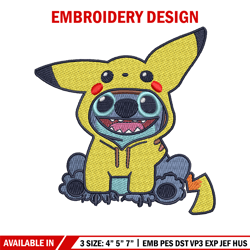 stitch pikachu logo embroidery design, stitch pikachu embroidery, embroidery shirt, logo design, instant download