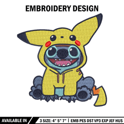 stitch pikachu logo embroidery design, stitch pikachu embroidery, embroidery shirt, logo design, instant download