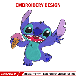 stitch with ice cream  embroidery design, cartoon embroidery, logo design, embroidery file, logo shirt, digital download