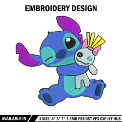 stitch with doll embroidery design, stitch cartoon embroidery, cartoon design, embroidery file, digital download