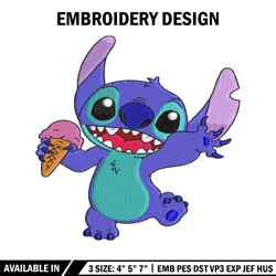 stitch with ice cream  embroidery design, cartoon embroidery, logo design, embroidery file, logo shirt, digital download