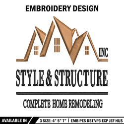 style & structure embroidery design, style & structure embroidery, logo design, embroidery file, digital download.