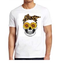 sunflower sugar skull bandana funny meme geek cool cult gift tee t shirt 796