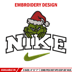 the grinch nike embroidery design, the grinch embroidery, nike design, embroidery file, logo shirt,  instant download.