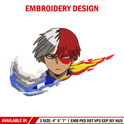 todoroki nike embroidery design, my hero academia embroidery, nike design, anime design, anime shirt, digital download