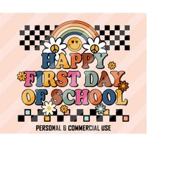 happy first day of school png, back to school png, school sublimation designs, retro school png, school png, teacher png
