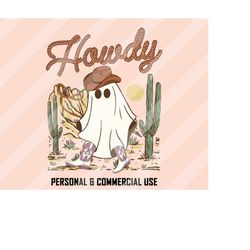 howdy png, halloween sublimation designs, western halloween png, cowboy ghost png, halloween png, retro halloween png, s