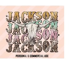 jackson png, jackson bull skull png, western sublimation designs, country music png, country png, western png, leopard b