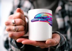 dolphin coffee mug, aquarium mug, marine life