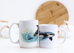 orca coffee mug, aquarium mug, marine life