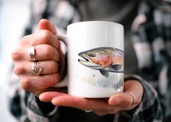 salmon coffee mug, aquarium mug, marine life