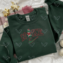 nike x grinch embroidered sweatshirts, christmas embroidered sweatshirts, swoosh embroidered shirts, digital download