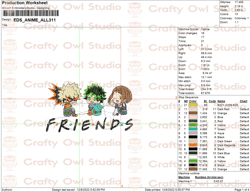 friends anime embroidery, academy anime embroidery files, hero anime embroidery, embroidery patterns, instant download