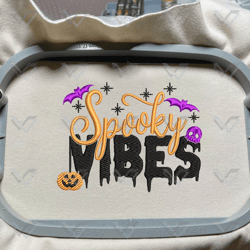 spooky vibes embroidery design, stay spooky craft embroidery file, spooky halloween embroidery design