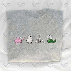 funny animal spooky embroidery file, cute ghost embroidery machine design, halloween spooky vibes embroidery design