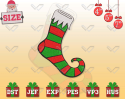 elf sock embroidery designs, christmas embroidery designs, merry xmas embroidery designs, mini embroidery design