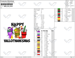 hallothanksmas embroidery machine design, fall halloween christmas embroidery file, seasonal coffee cup embroidery file