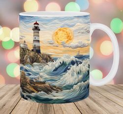 3d lighthouse ocean landscape mug