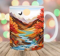 3d mountains autumn landscape mug