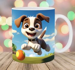 3d puppy playing ball mug