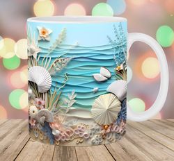 3d seashells beach landscape mug