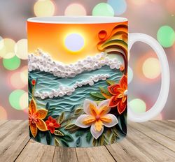3d sunrise beach landscape mug