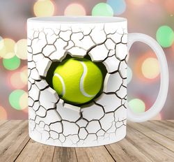 3d tennis ball hole in a wall mug