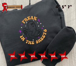 freak in the sheets embroidery file, spooky halloween craft embroidery design, spooky vibes embroidery design