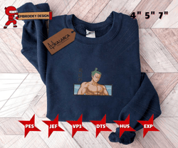 zoro one piece inspired anime embroidered sweatshirt, inspired anime embroidered sweatshirt, custom anime embroidered hoodie, inspired anime embroidered crewneck, anime embroidered gift
