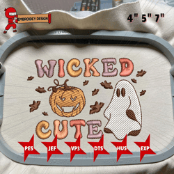 wicked cute embroidery design, spooky halloween embroidery design, retro pumpkin face halloween embroidery machine file